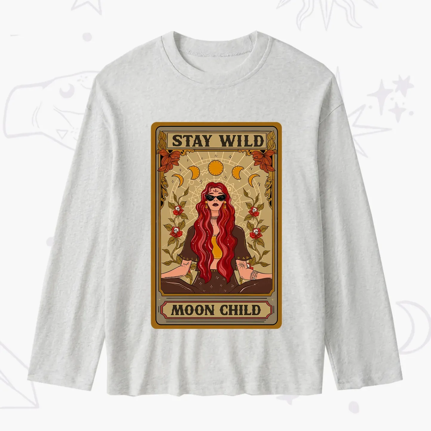 Purplehecate The Stay Wild Moon Child Oracle Card Slub Long Sleeve T-Shirt