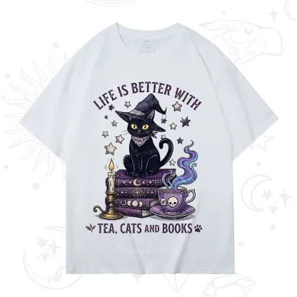 Purplehecate Life Is Better With Cats And Books T-Shirt