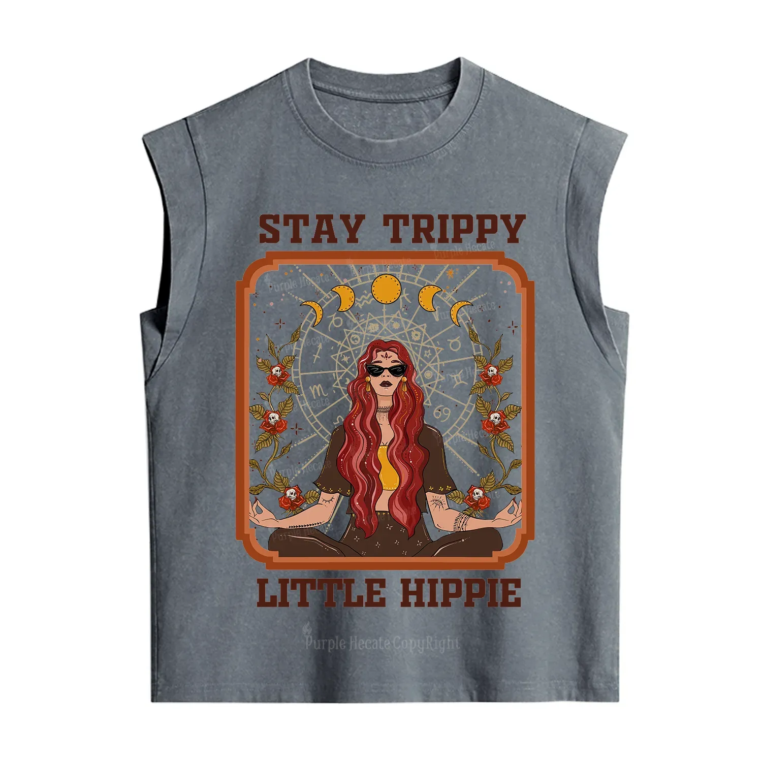 Purplehecate Stay Trippy Little Witchy Hippie Vintage Washed Tank
