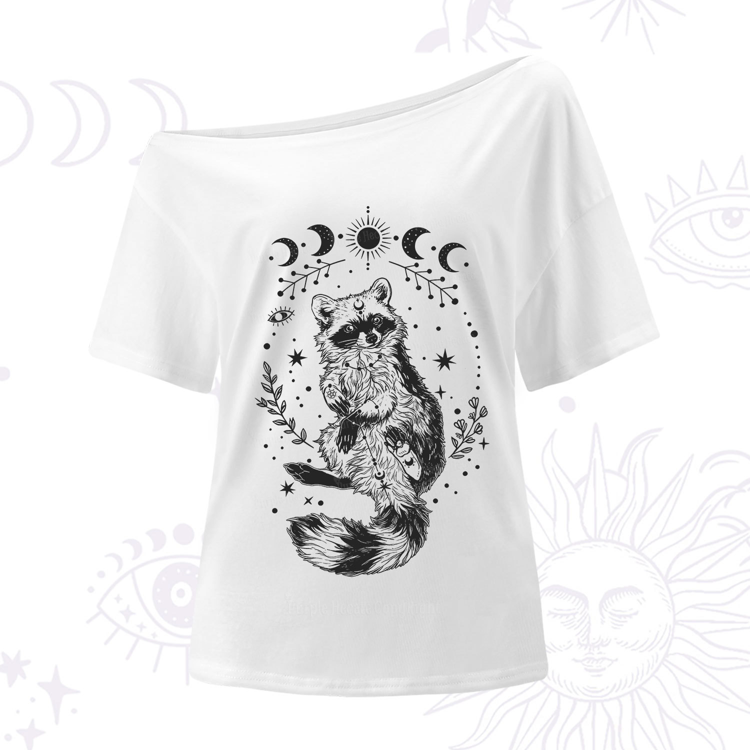 Purplehecate Lunar Magic Raccoon One Shoulder T-Shirt
