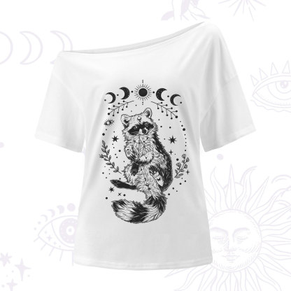 Purplehecate Lunar Magic Raccoon One Shoulder T-Shirt