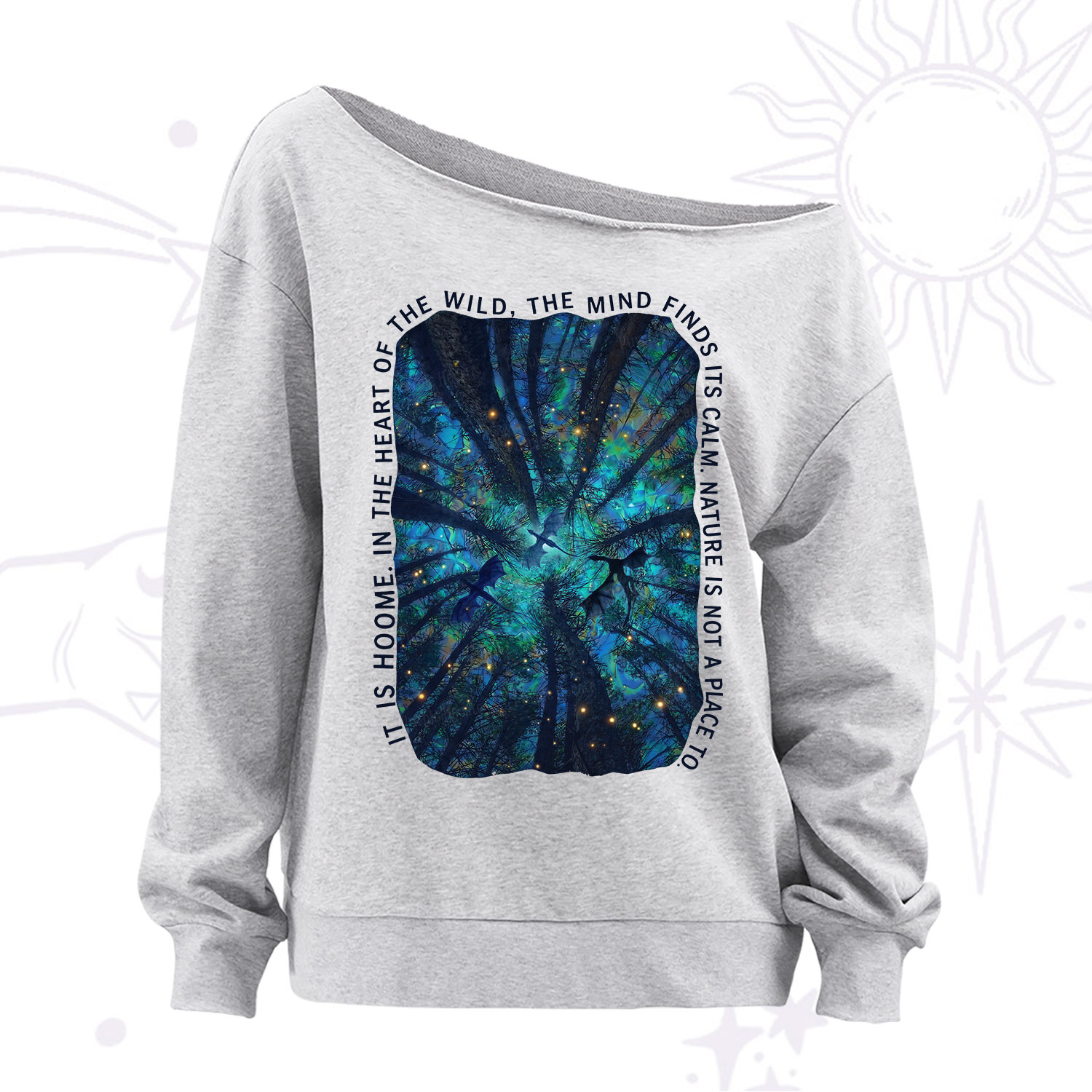 Purplehecate Forest Mindscape Night Sky Off The Shoulder Sweatshirt