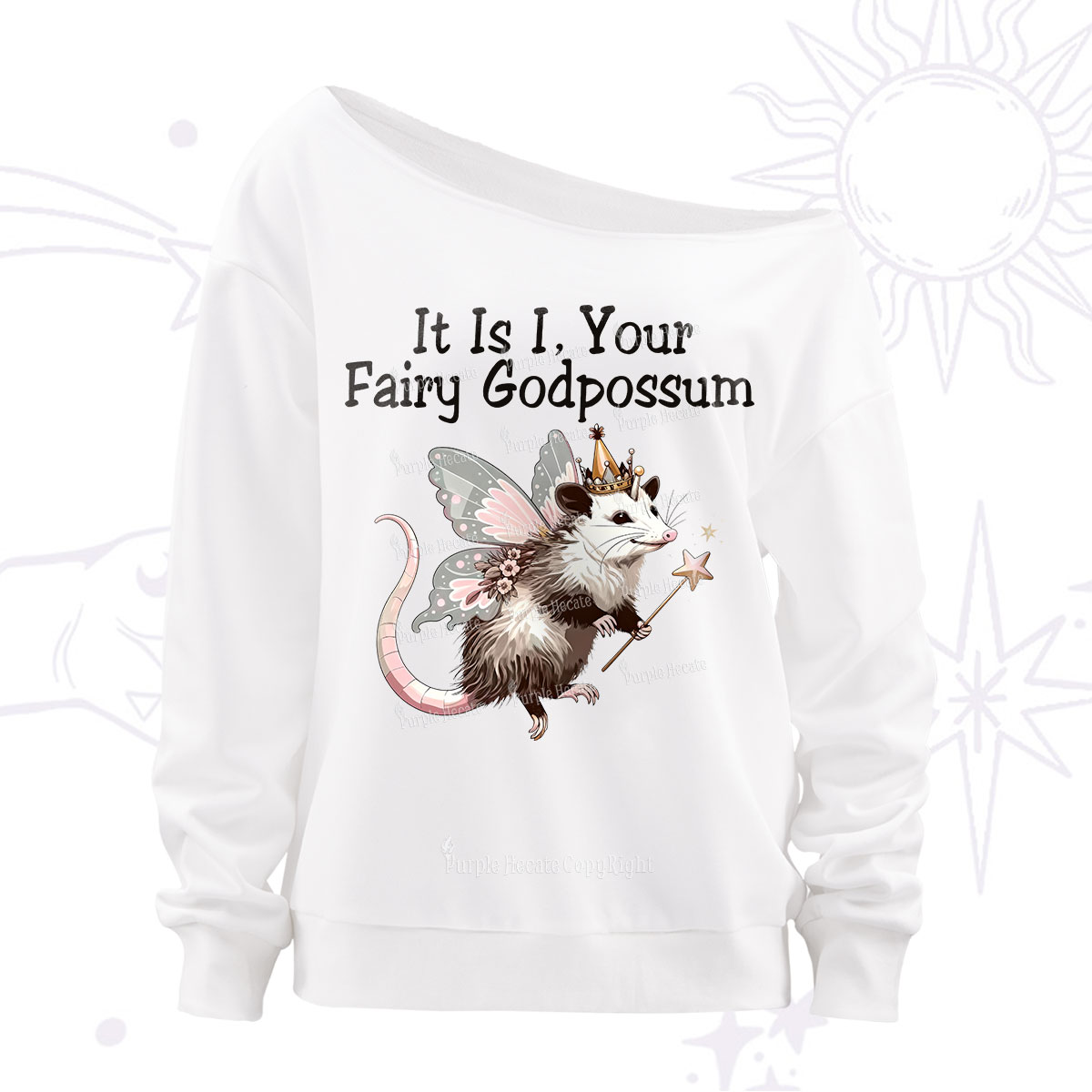 Purplehecate It Is I Your Fairy Godpossum Off The Shoulder Sweatshirt
