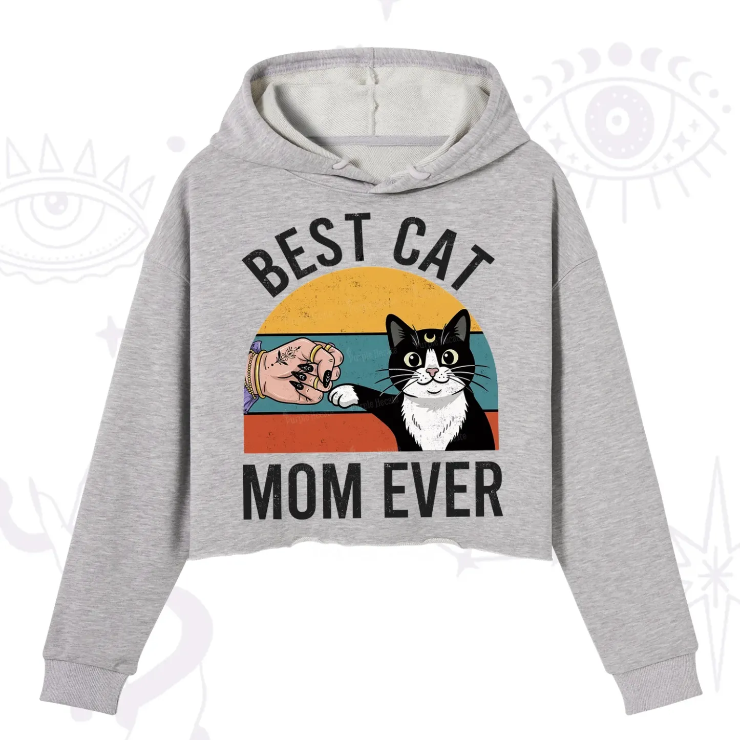 Purplehecate Best Cat Mom Ever Crop Hoodie