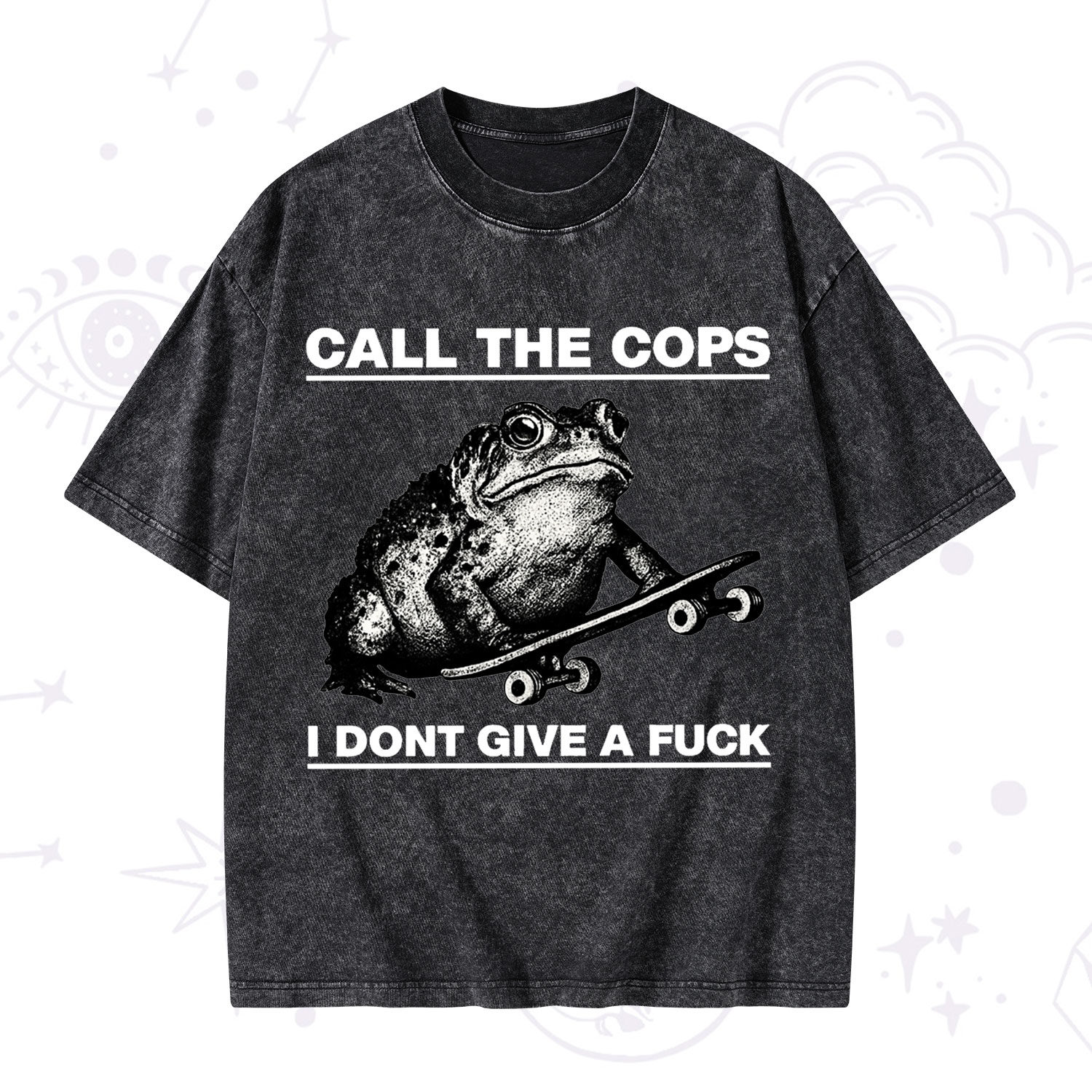 Purplehecate Call The Cops Frog Washed T-Shirt