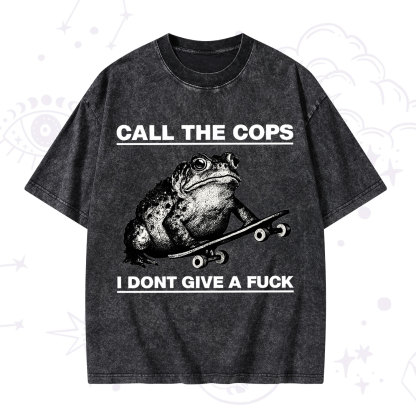 Purplehecate Call The Cops Frog Washed T-Shirt