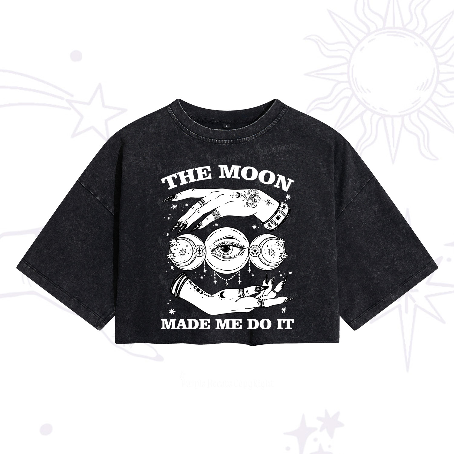 Purplehecate Funny The Moon Made Me Do It Washed Cropped T-Shirt