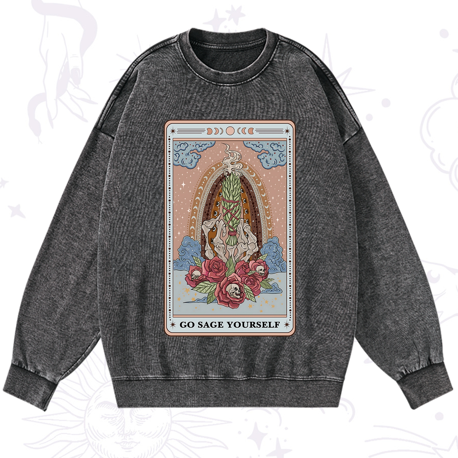 Purplehecate The Go Sage Yourself Tarot Washed Sweatshirt