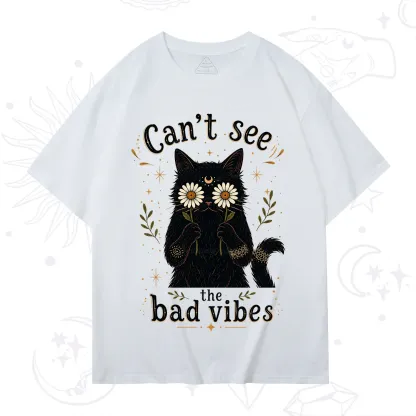 Purplehecate Can't See the Bad Vibes Black Cat T-Shirt