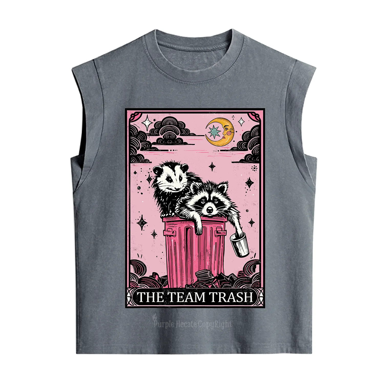 Purplehecate The Team Trash Raccoon & Possum Tarot Vintage Washed Tank