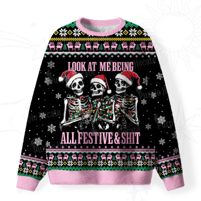 [Copy]Purplehecate Neon Cat Party Fuzzy Ugly Christmas Sweatshirt