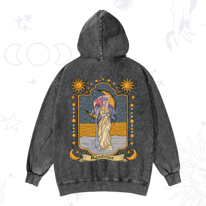 Purplehecate Aquarius Zodiac Washed Hoodie