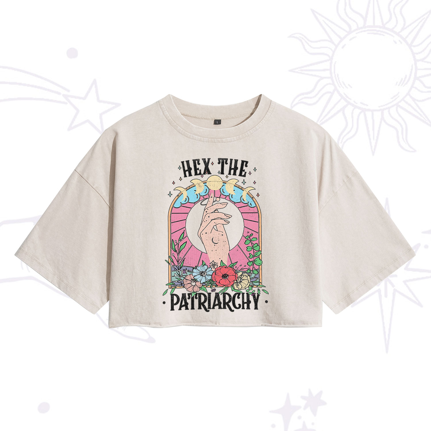 Purplehecate Hex The Patriarchy Washed Cropped T-Shirt