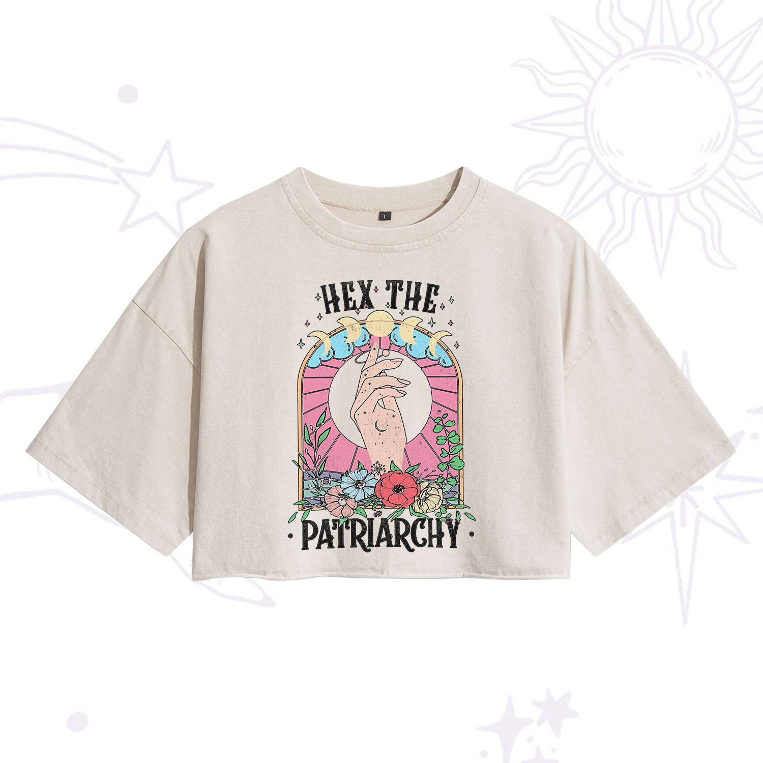 Purplehecate Hex The Patriarchy Washed Cropped T-Shirt