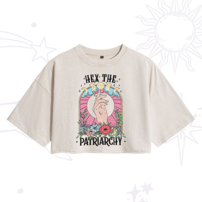 Purplehecate Hex The Patriarchy Washed Cropped T-Shirt