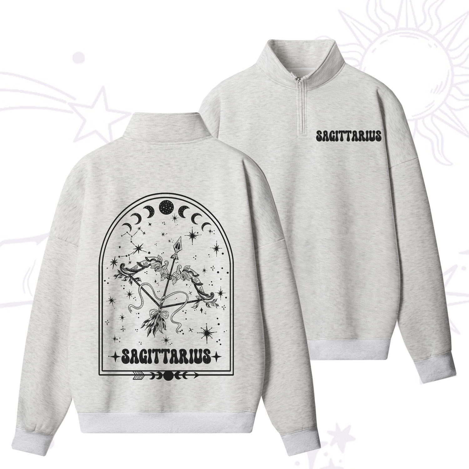 Purplehecate Zodiac Sagittarius Under the Stars Zip Fleece Sweatshirt