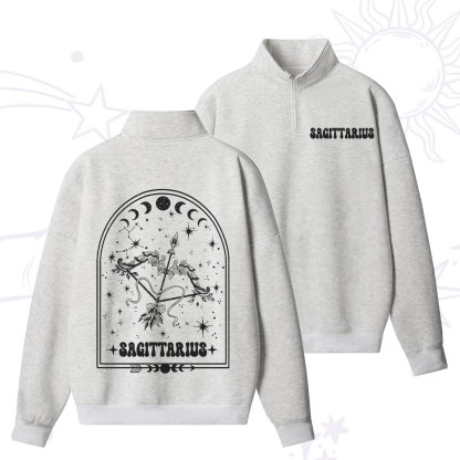 Purplehecate Zodiac Sagittarius Under the Stars Zip Fleece Sweatshirt