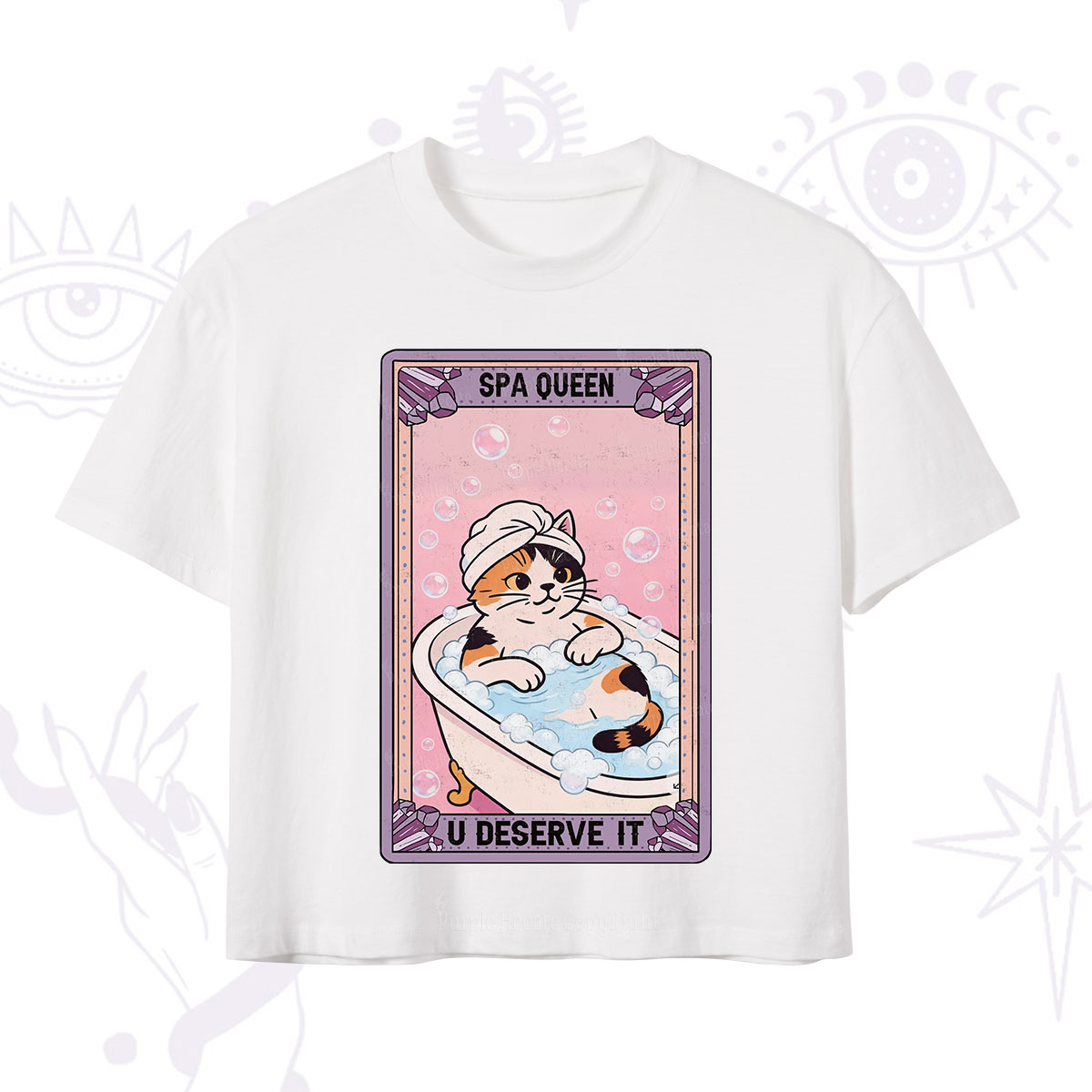 Purplehecate The Spa Queen Cat Tarot Crop T-Shirt