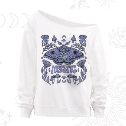 Purplehecate Mystic Luna Moth Off The Shoulder Sweatshirt