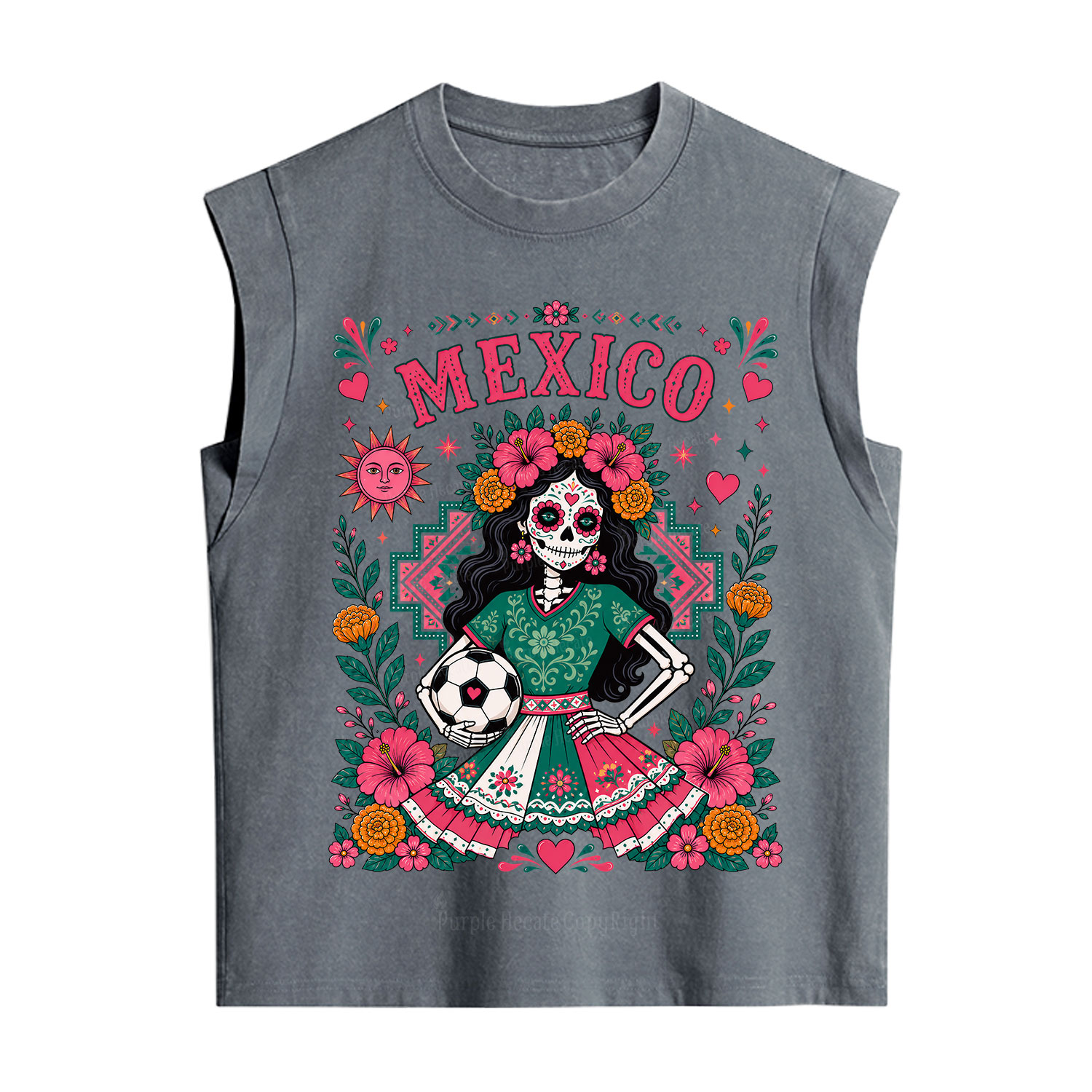 Purplehecate Mexico Day of the Dead Soccer Vintage Washed Tank