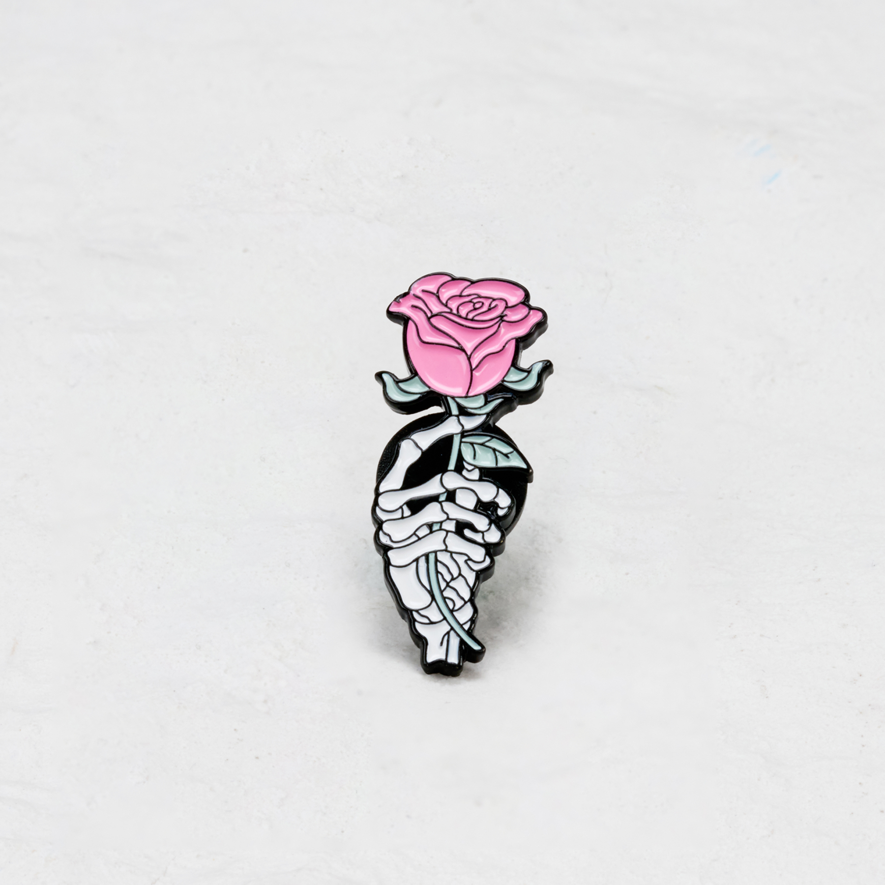 Purplehecate Magic The Skull Hand Holding Pink Rose Pin
