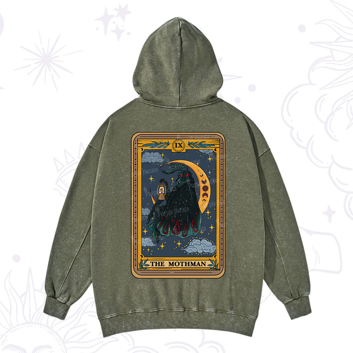 Purplehecate The Mothmen Tarot Washed Hoodie