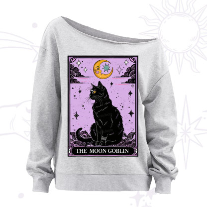 Purplehecate Magical Trash Baby Tarot Cat Off The Shoulder Sweatshirt