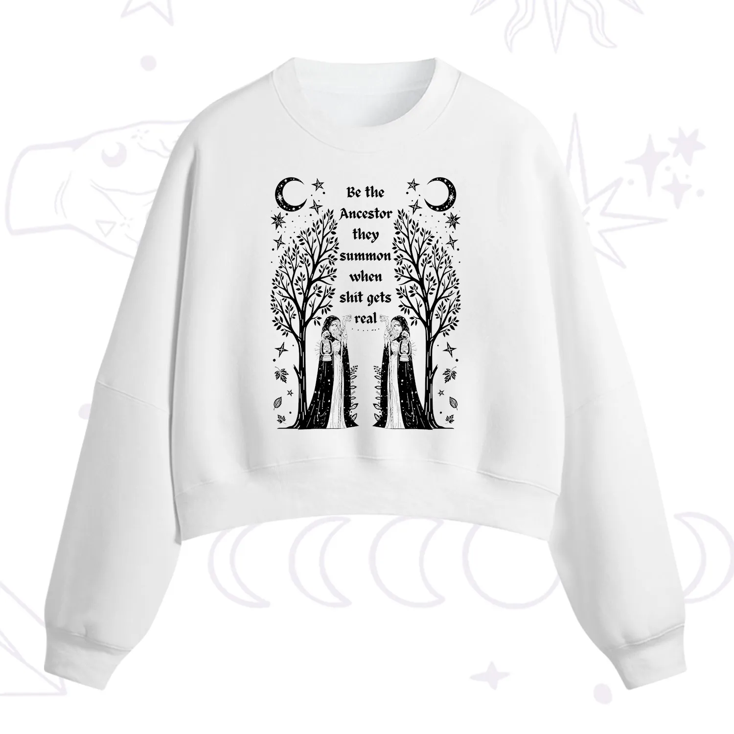 Purplehecate Be The Ancestor They Summon When Shit Gets Real Fleece Cropped Sweatshirt