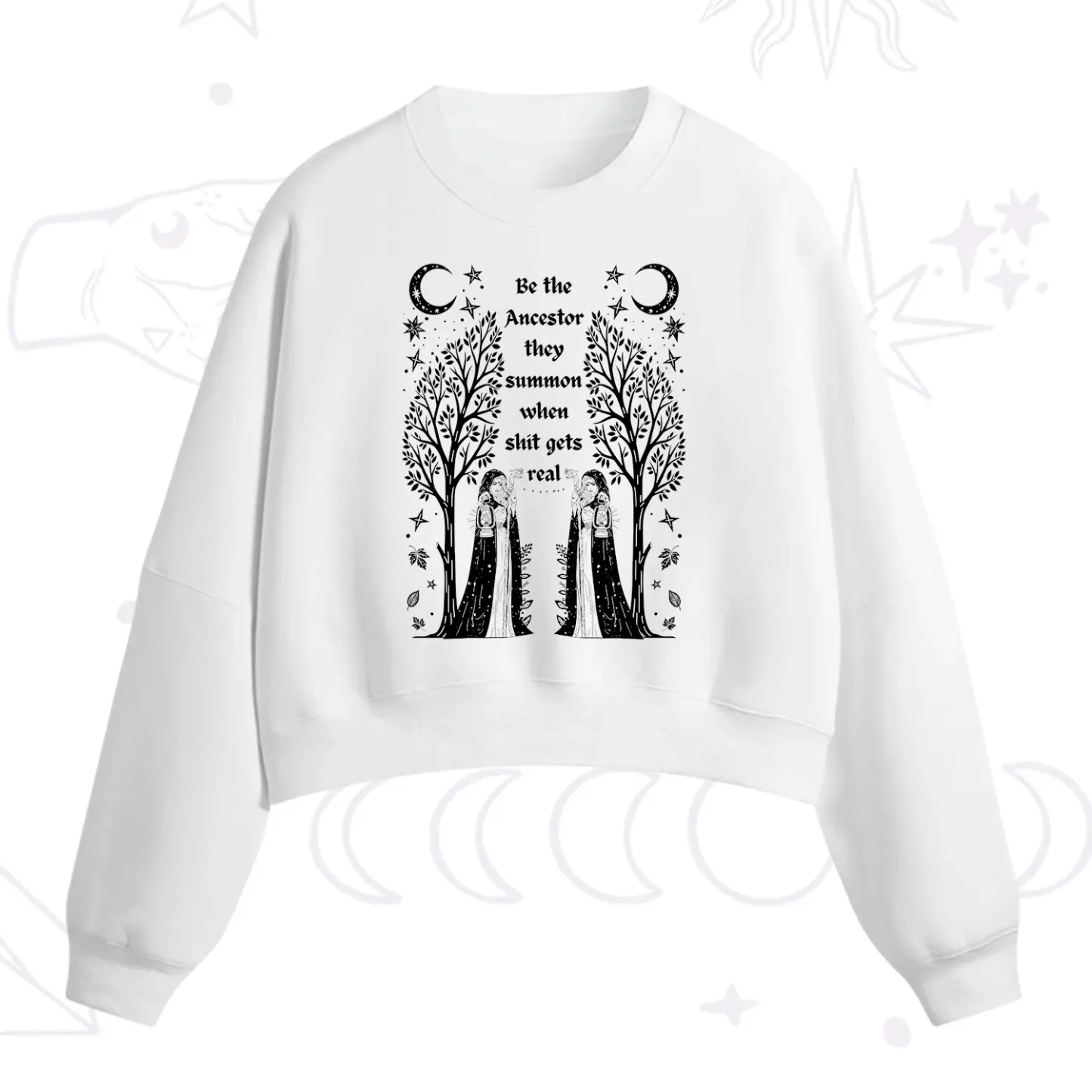Purplehecate Be The Ancestor They Summon When Shit Gets Real Fleece Cropped Sweatshirt