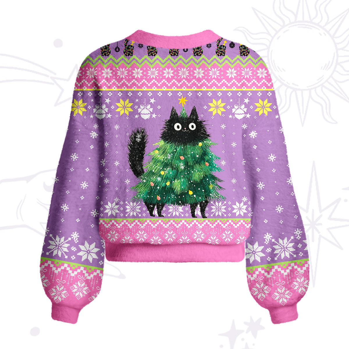 Purplehecate Funny Black Cat in Tree Cardigan Sweaters