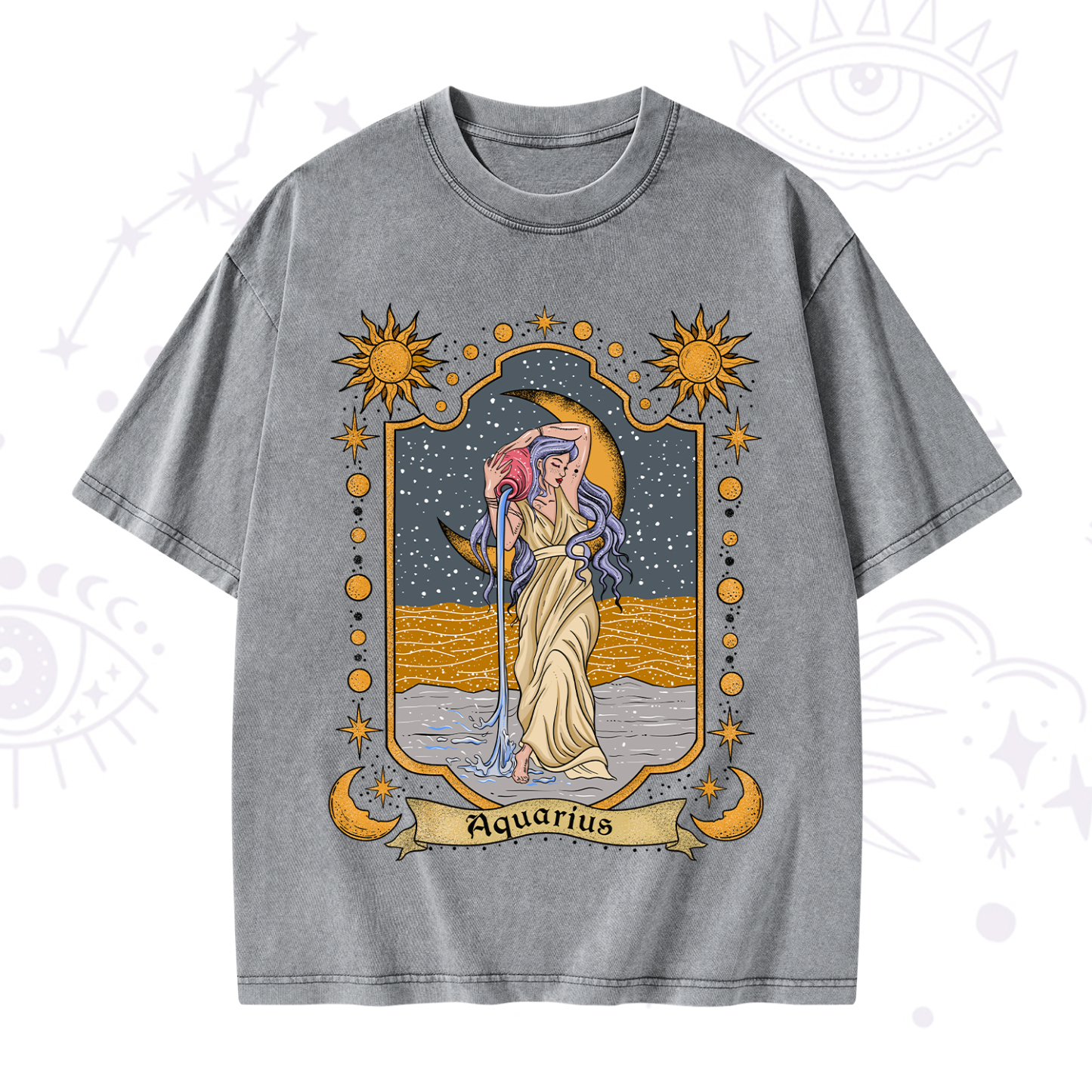 Purplehecate Aquarius Zodiac Washed T-Shirt