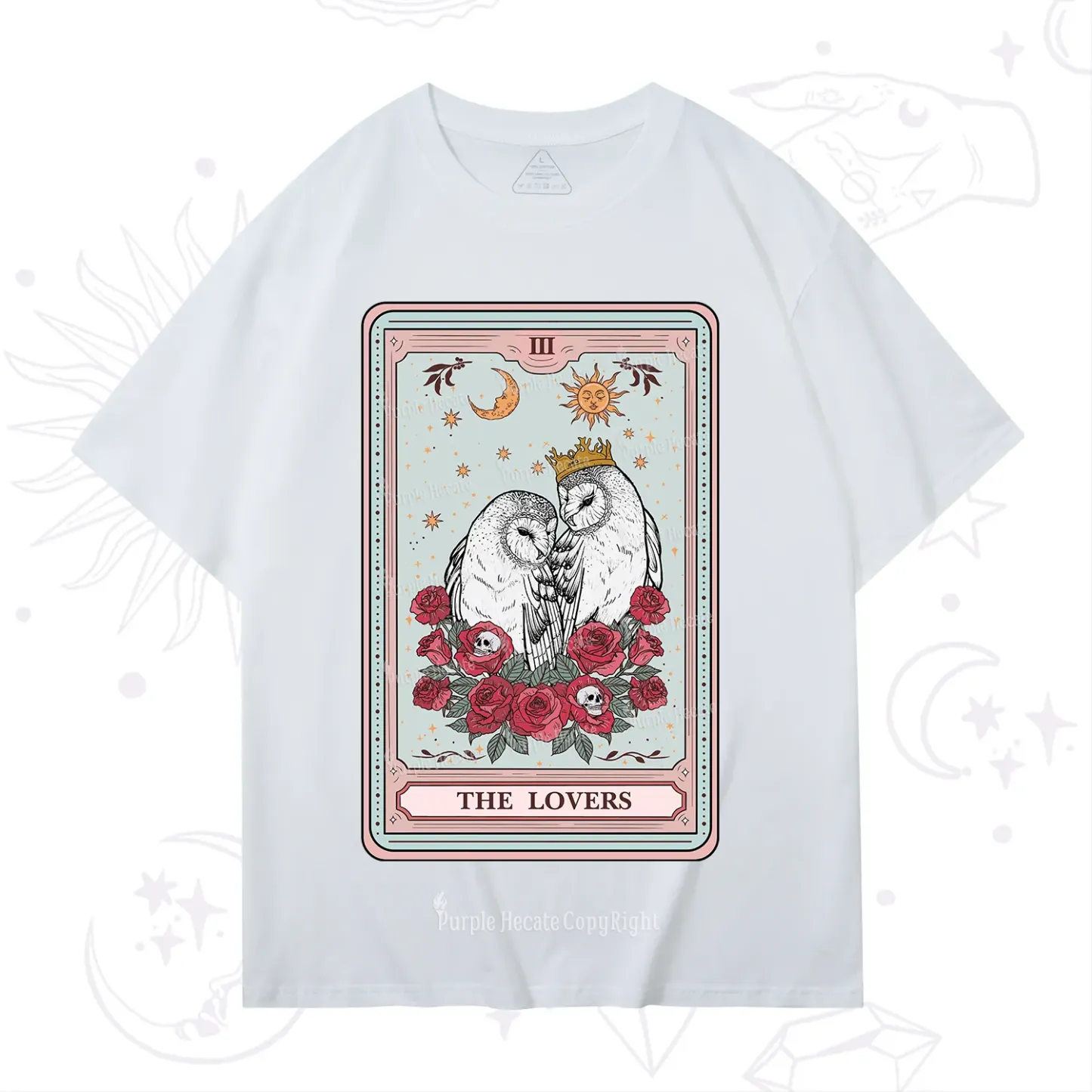 Purplehecate The Lovers Owls Tarot Card T-Shirt