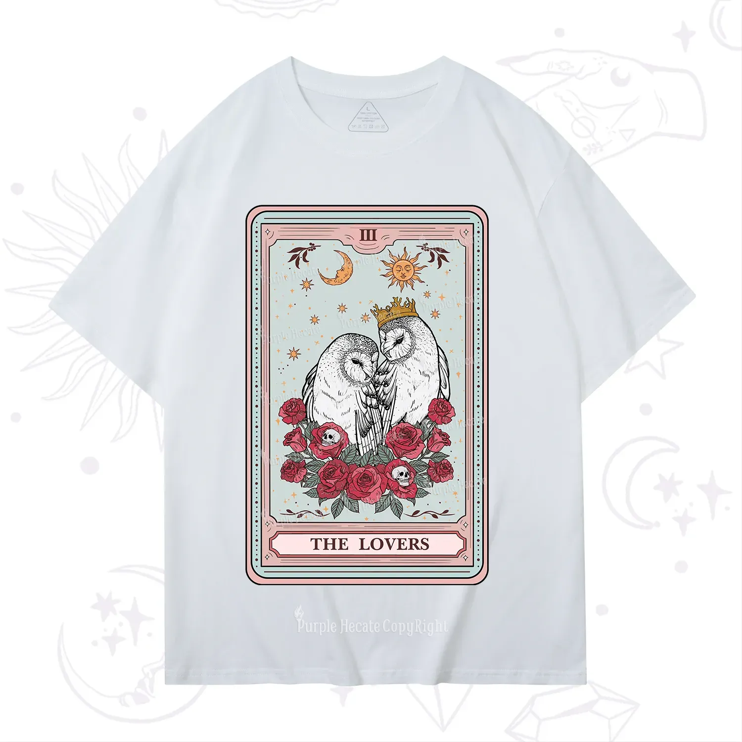 Purplehecate The Lovers Owls Tarot Card T-Shirt