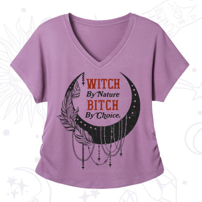 Purplehecate Witch By Nature Bitch By Choice V-Neck T-Shirt
