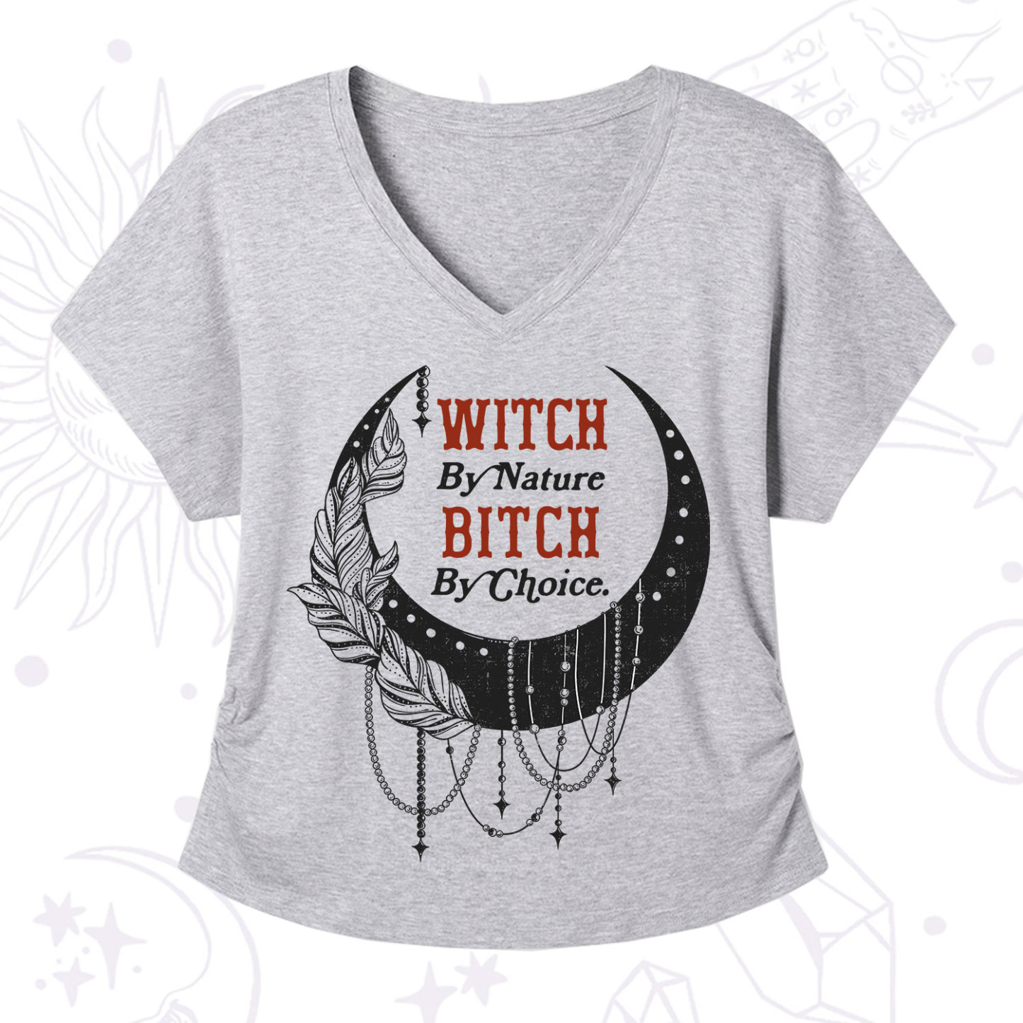 Purplehecate Witch By Nature Bitch By Choice V-Neck T-Shirt