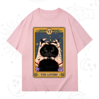 Purplehecate Black Cat The Lovers Tarot Card T-Shirt