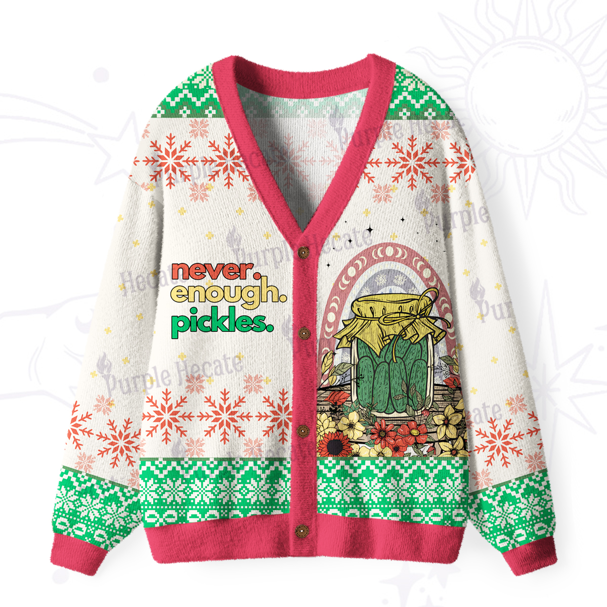 Purplehecate Funny Never Enough Pickles Ugly Cardigan Sweaters