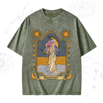 Purplehecate Aquarius Zodiac Washed T-Shirt