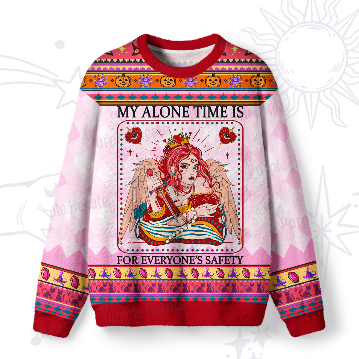 Purplehecate My Alone Time Is For Everyone's Safety Ugly Halloween Sweatshirts