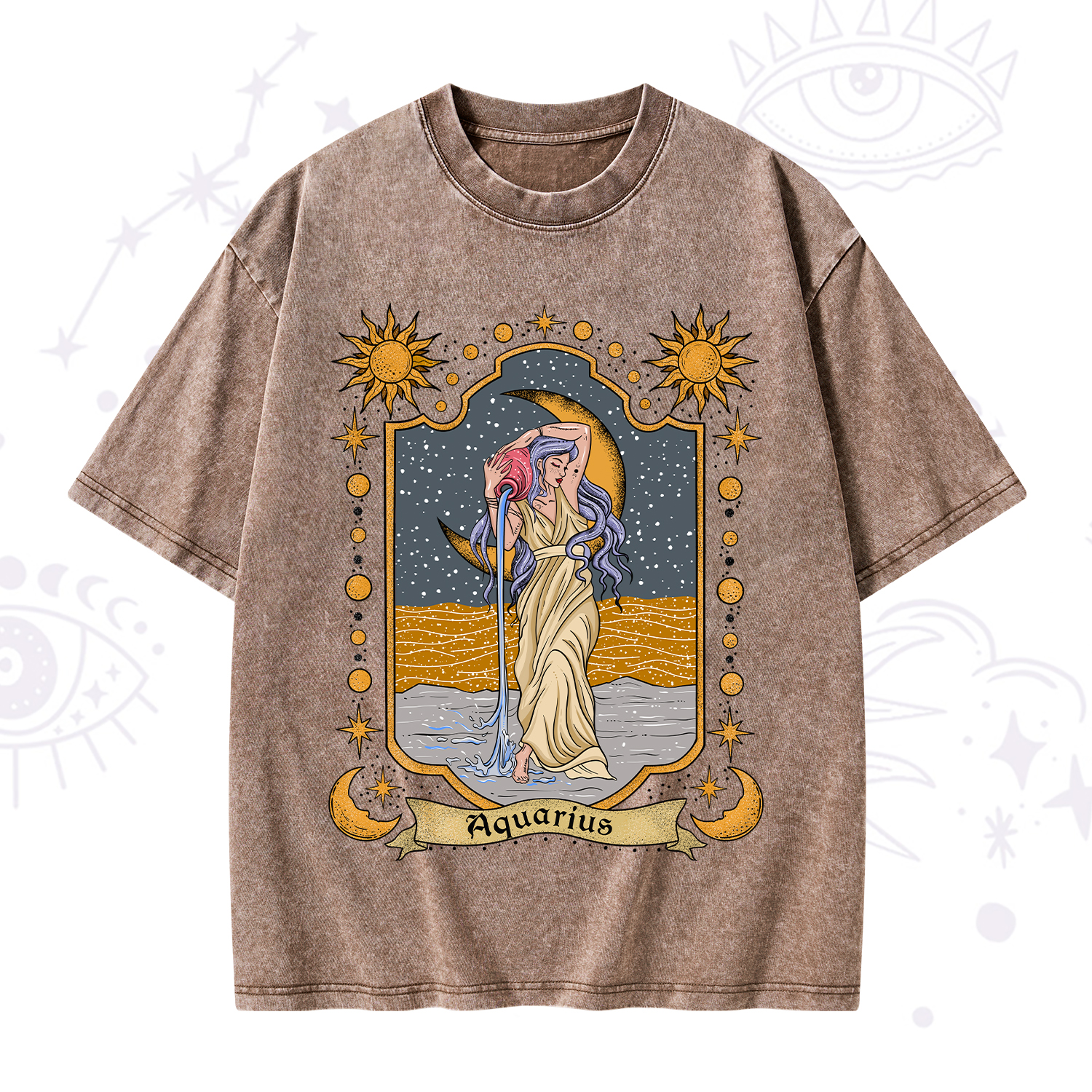 Purplehecate Aquarius Zodiac Washed T-Shirt