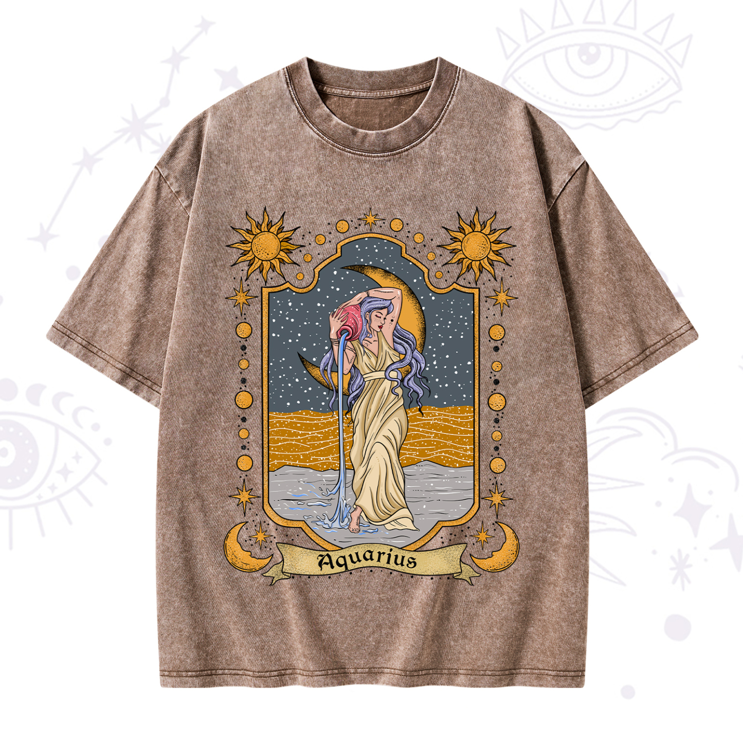 Purplehecate Aquarius Zodiac Washed T-Shirt