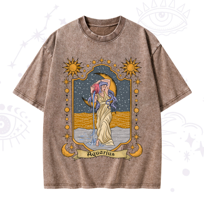 Purplehecate Aquarius Zodiac Washed T-Shirt