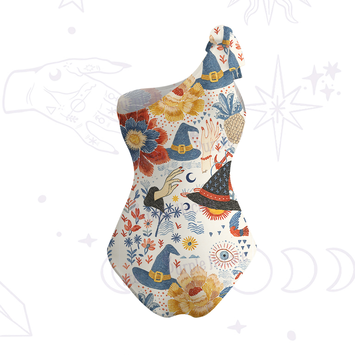 Purplehecate Witching Bloom One-Shoulder One-Piece Swimsuit