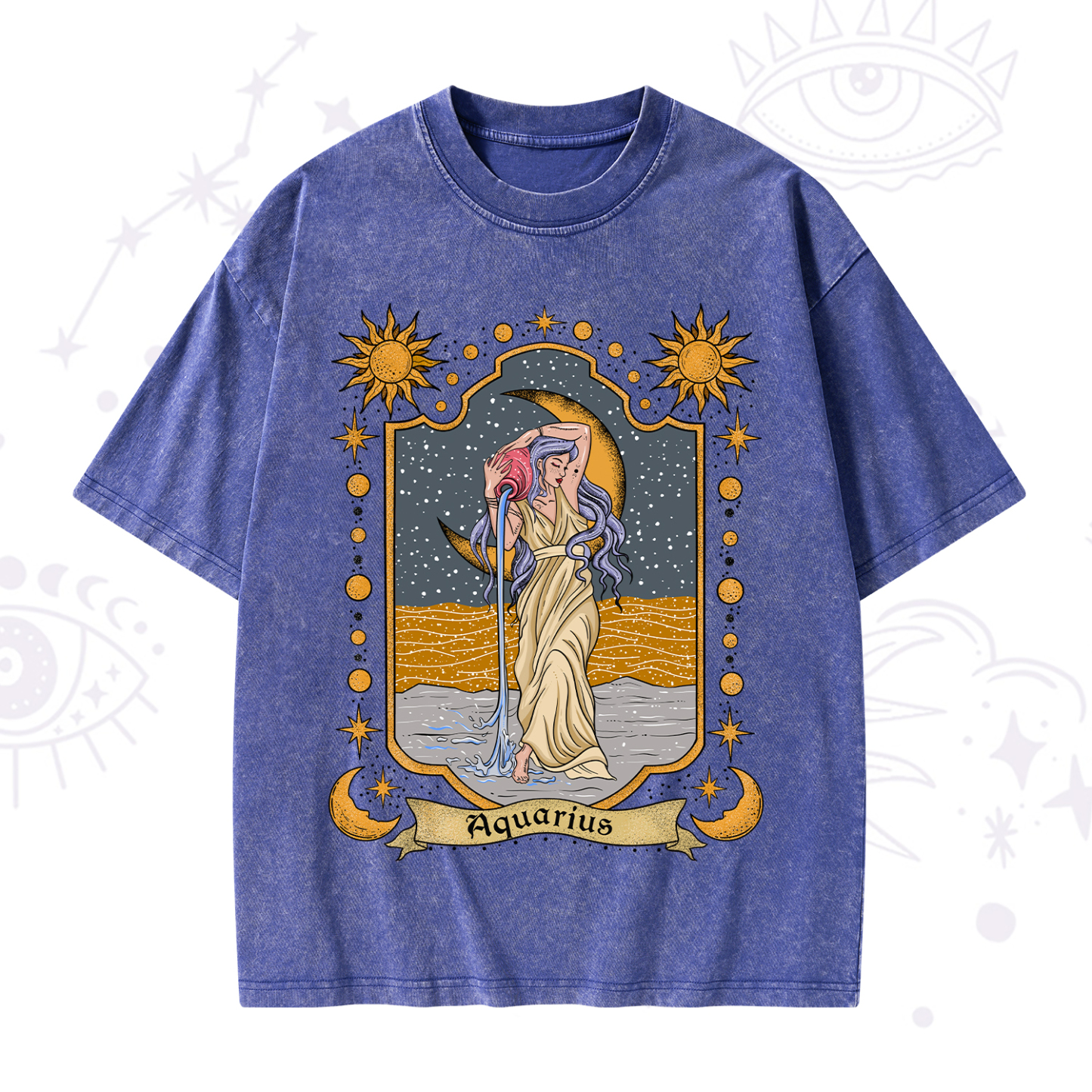 Purplehecate Aquarius Zodiac Washed T-Shirt