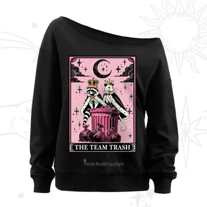 Purplehecate The Trash Kingdom's Tarot Opossum and Raccoon Off The Shoulder Sweatshirt