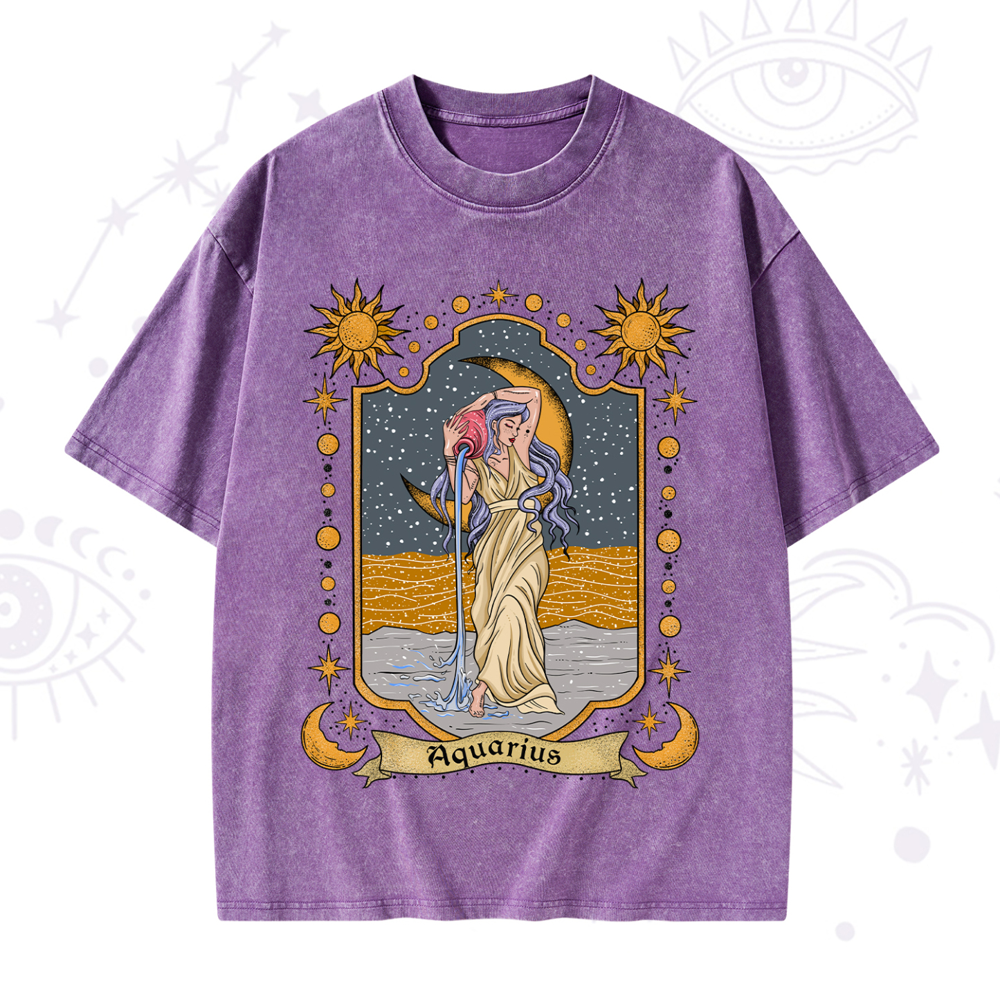 Purplehecate Aquarius Zodiac Washed T-Shirt