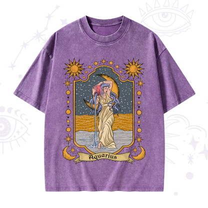 Purplehecate Aquarius Zodiac Washed T-Shirt