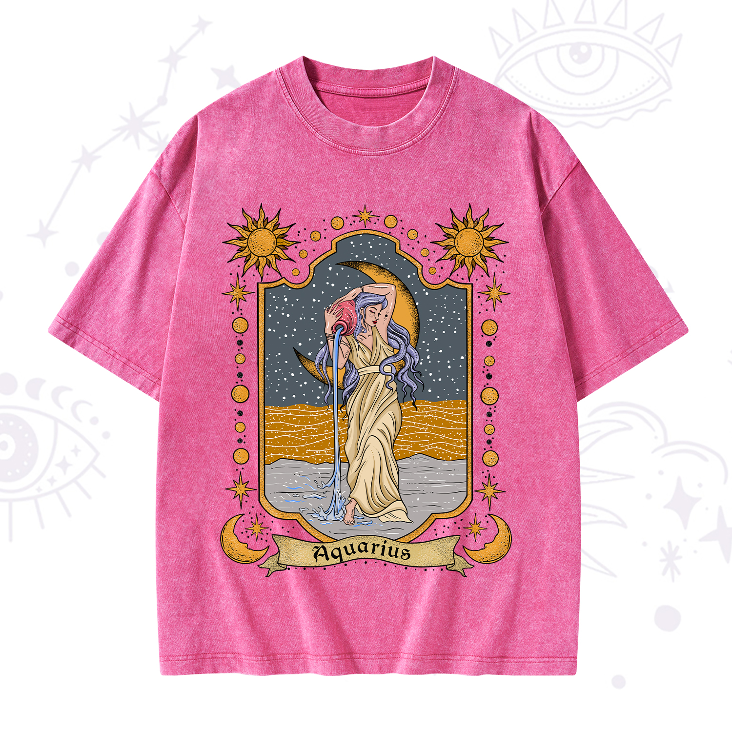 Purplehecate Aquarius Zodiac Washed T-Shirt