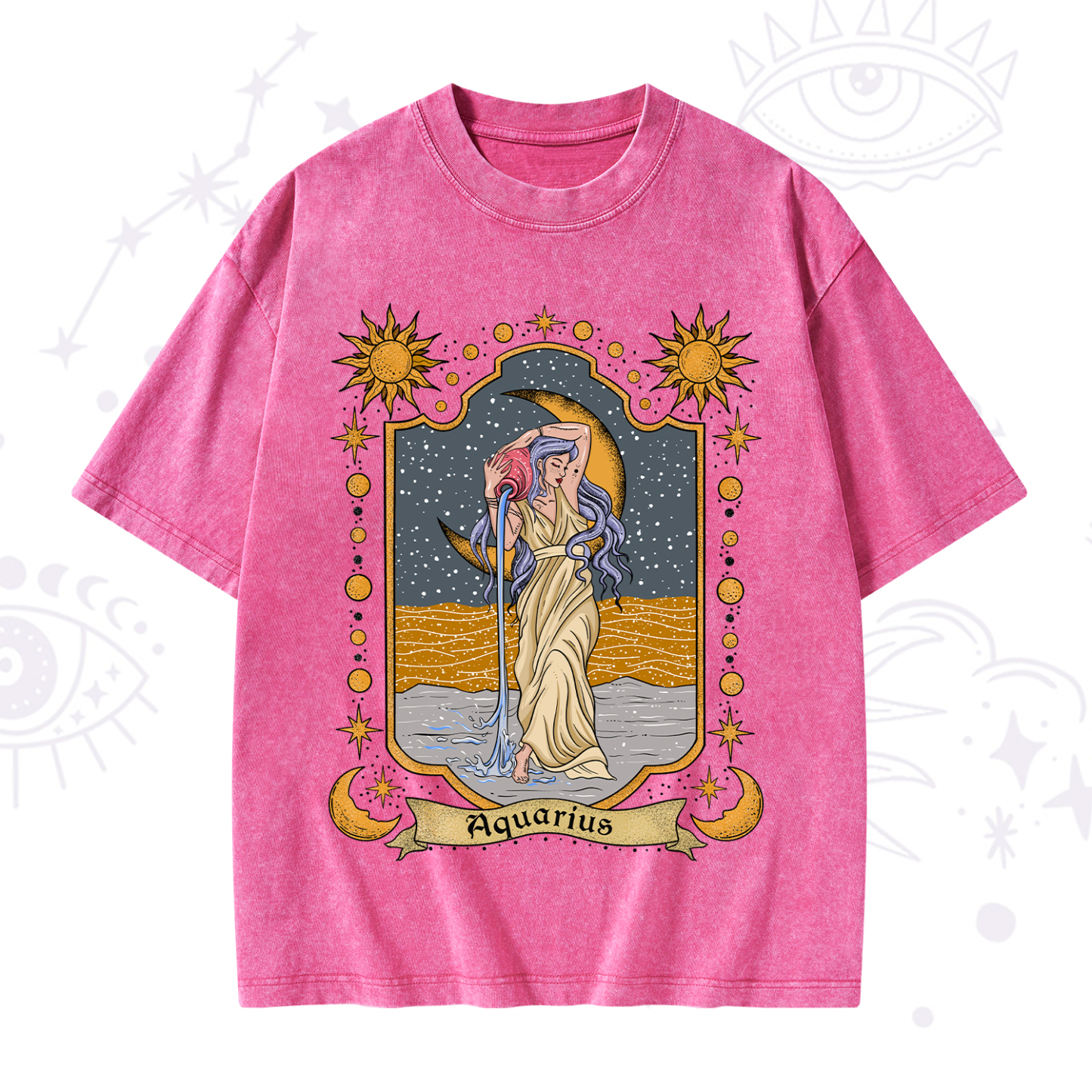 Purplehecate Aquarius Zodiac Washed T-Shirt