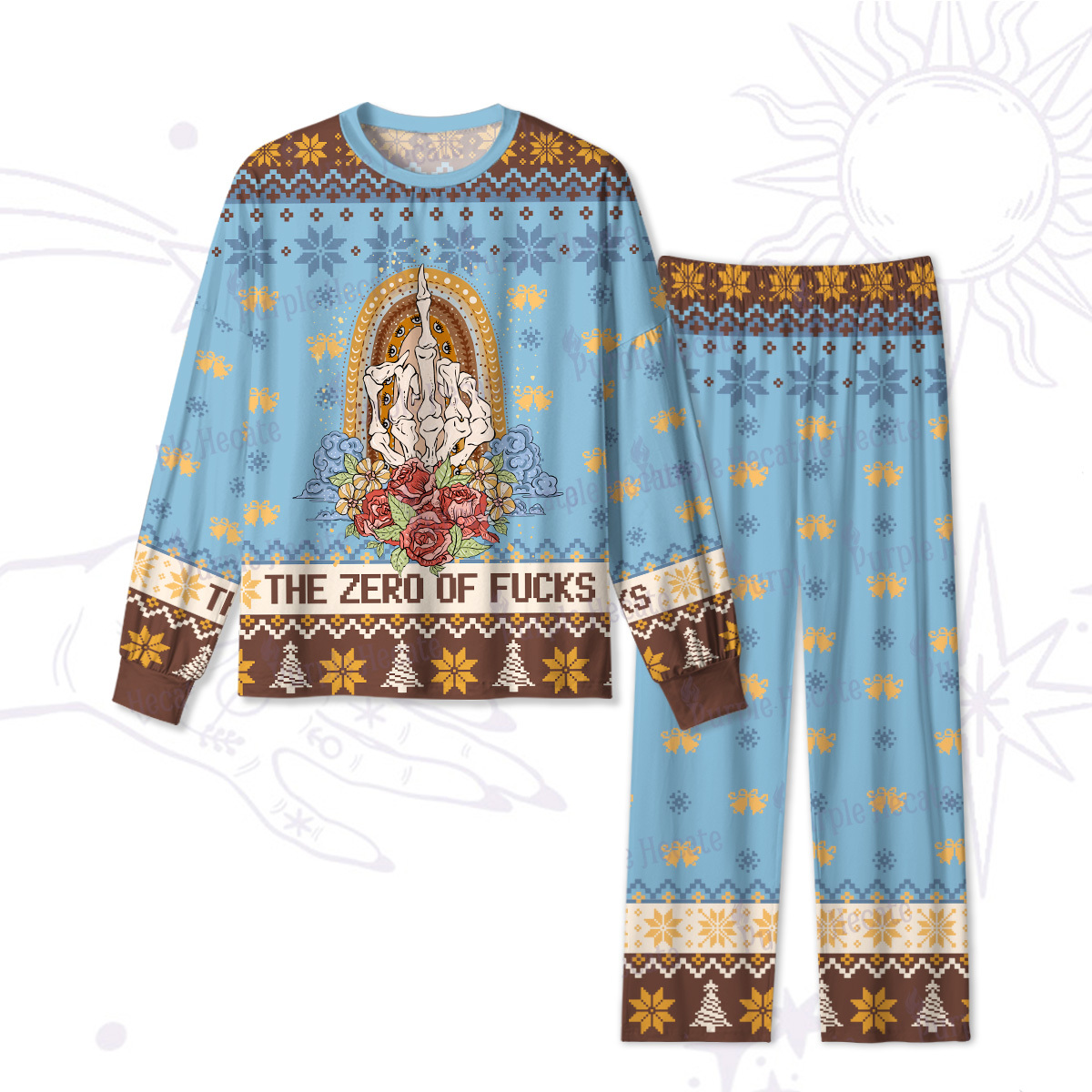 Purplehecate The Zero of Fucks Blessed Bones Christmas Pajamas